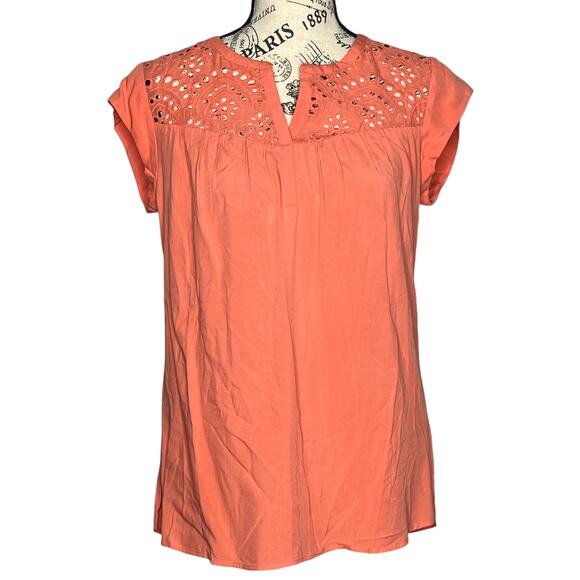 Daniel Rainn X-SMALL Kiara Eyelet Detail Top - Stitch Fix Short Sleeve Blouse - Picture 1 of 12